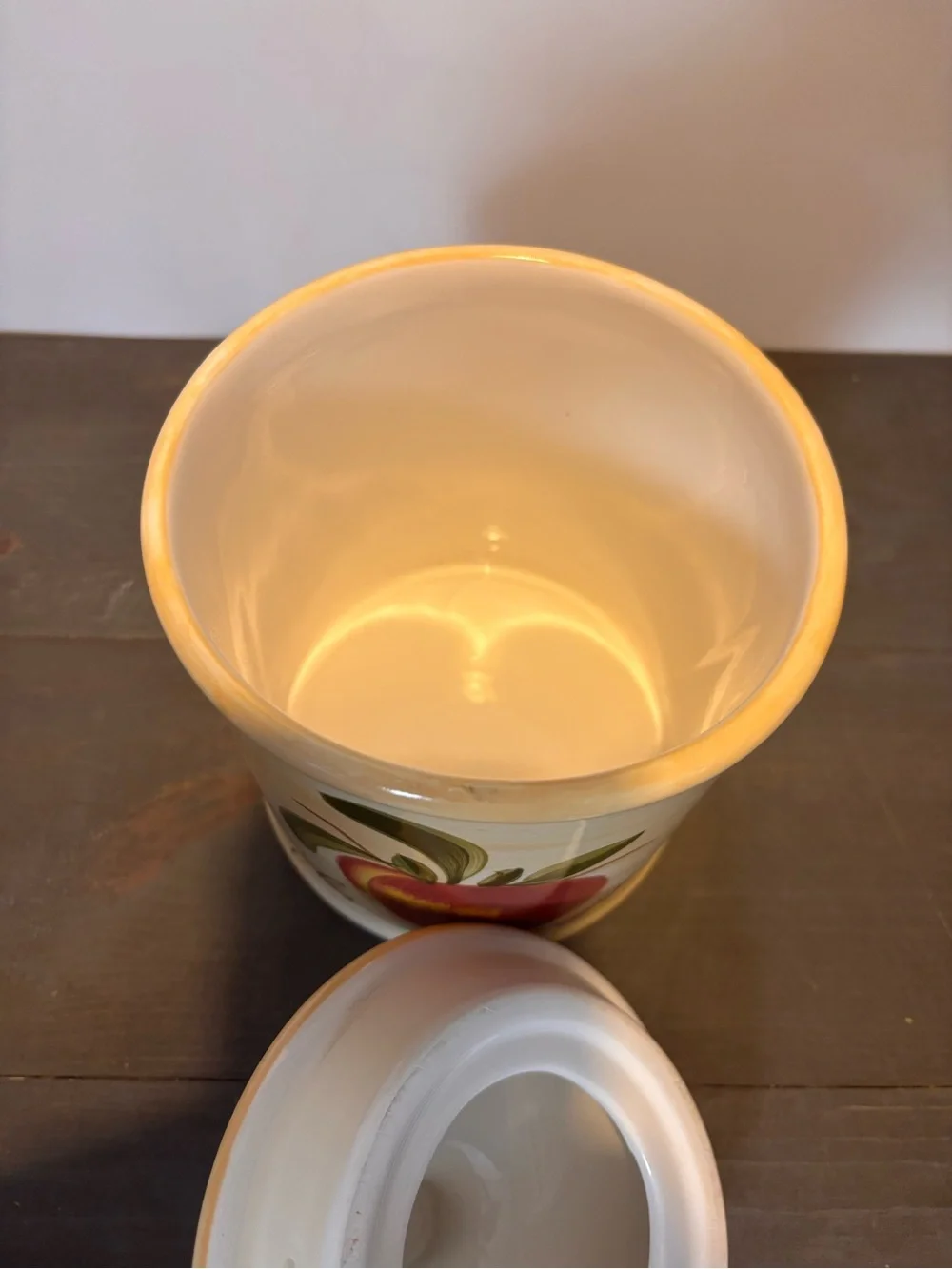 Vintage Pier 1 Provence Canister Hand-Painted Earthenware Sealed Lid Fruit 8”